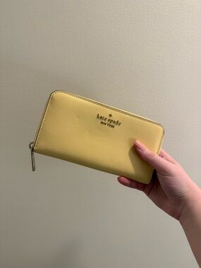 kate spade Pale Yellow Zip-Around Saffiano Wallet